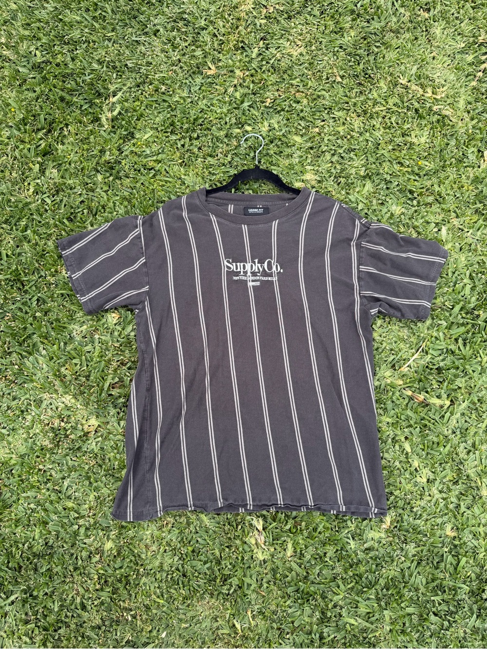 Men's Black Pinstripe Short Sleeve Tee